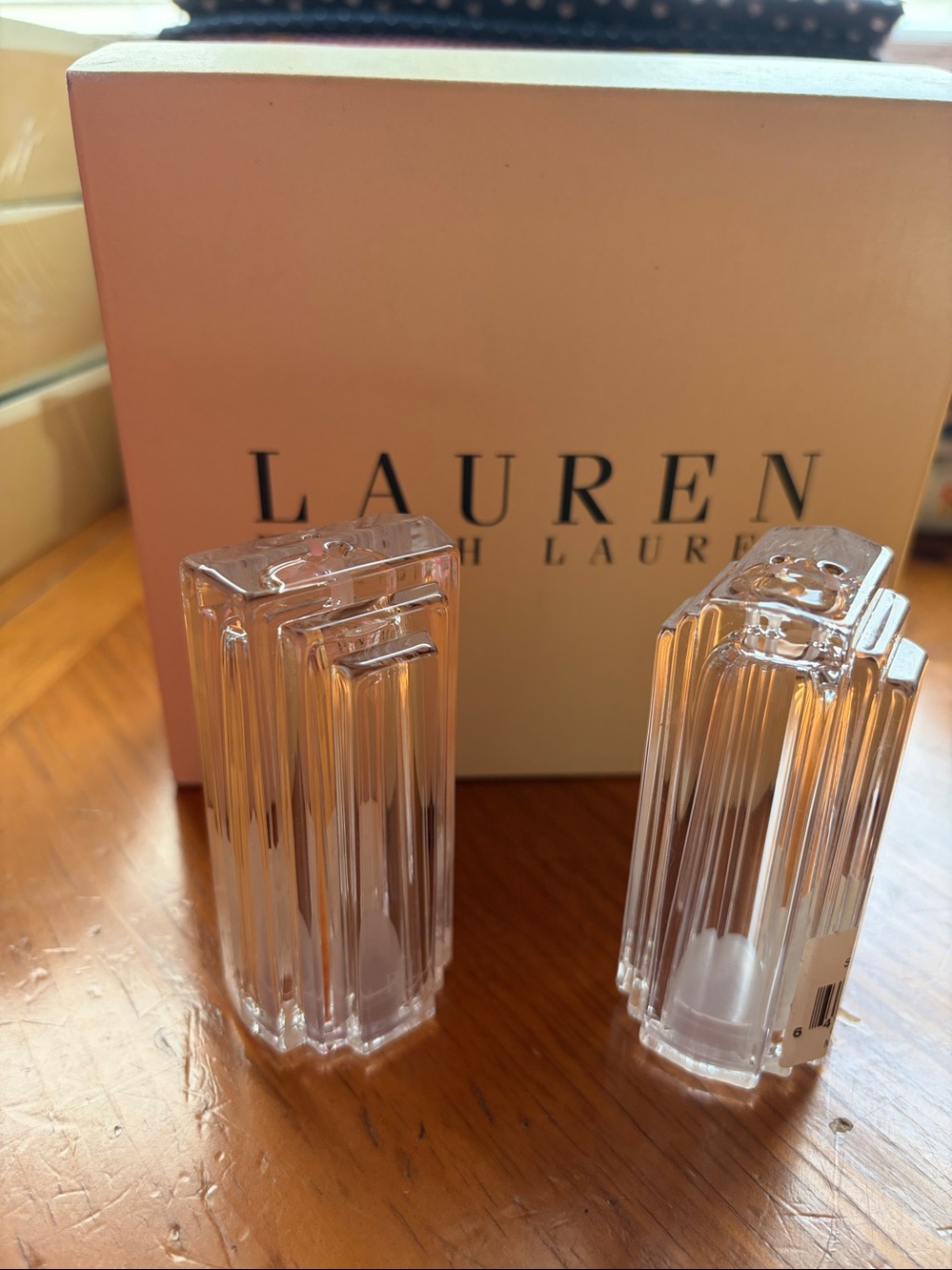 NIB Lauren Ralph Lauren Walker Crystal Salt & Pepper Shakers Set